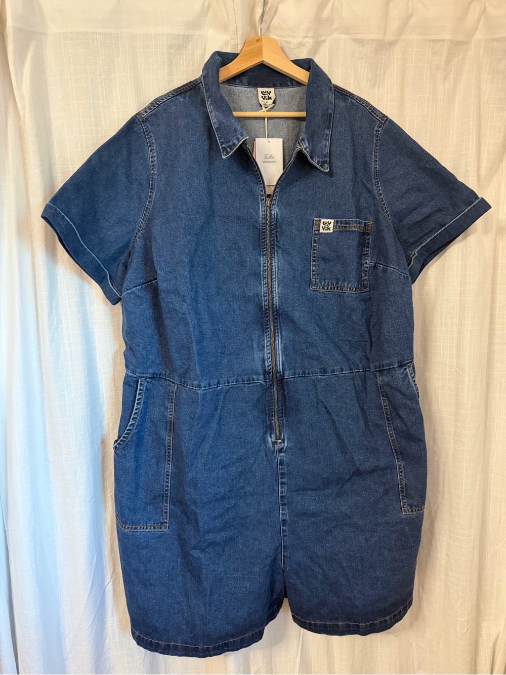 Lucy & Yak Blue Denim Short Sleeve Romper